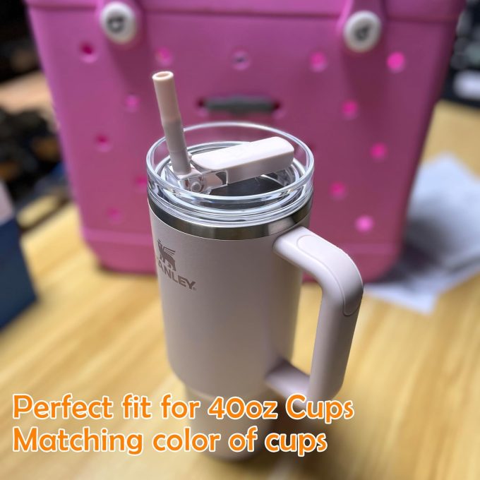 2Pack 40oz Tumbler Lid Replacement suit for Stanley Quencher cup(2 Rose Quartz)