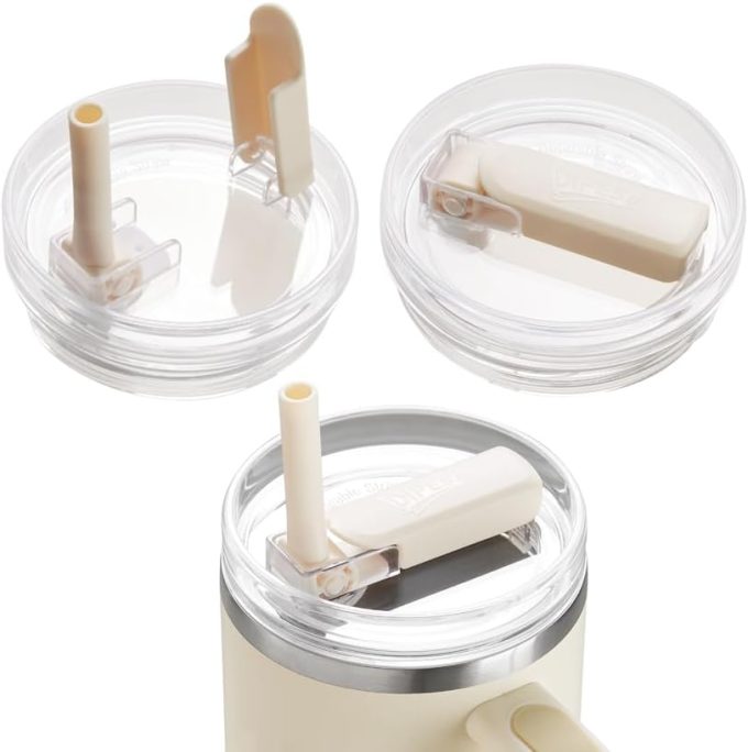 2Pack 40oz Tumbler Lid Replacement suit for Stanley Quencher cup(2 Beige)