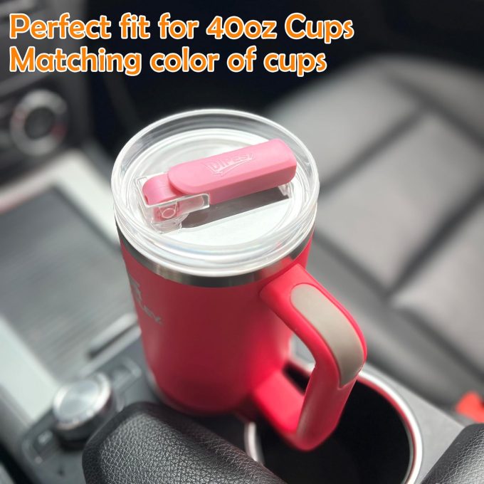 2Pack 40oz Tumbler Lid Replacement suit for Stanley Quencher cup (2 Peony)
