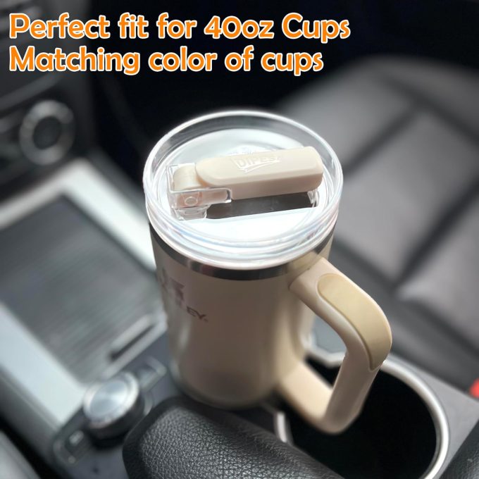 2Pack 40oz Tumbler Lid Replacement suit for Stanley Quencher cup(2 Beige)