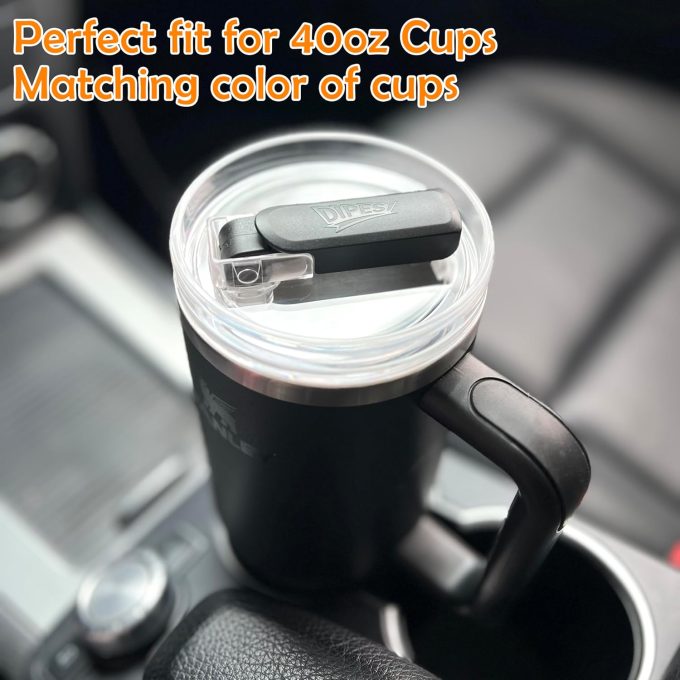 2Pack 40oz Tumbler Lid Replacement suit for Stanley Quencher cup(2 Black)