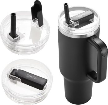 2Pack 40oz Tumbler Lid Replacement suit for Stanley Quencher cup(2 Black)